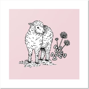 A Sheep With a Clover Posters and Art